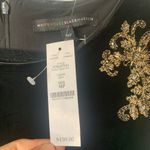 White House | Black Market  black velvet gold embroidered shift dress medium petite Photo 6