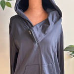 Athleta  Charcoal Gray Asymmetrical Zip up Hoodie Jacket Women's XL Ribbed Cuffs Photo 0