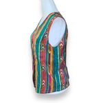 Diane Gilman Vintage  Waistcoat Vest Tan Multicolor Vertical Stripe Southwestern Photo 3