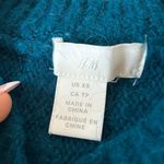 H&M Dark Green Blue Teal Fuzzy Cotton Crewneck Sweater Photo 3