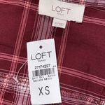 Loft  Outlet womens size xs v-neck maroon pullover long sleeve plaid new with tag Photo 5