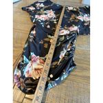 Black Floral Off Shoulder Ruched Side Flutter Boho Blouse Medium Top Shirt Rose Photo 7