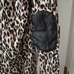 White House | Black Market Leopard Print Long Sleeve Top with Leather elbow patches Photo 2