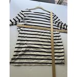 Old Navy  Women’s L Top T Shirt Striped Boat Neck Tie 3/4 Sleeve Nautical Black Photo 7