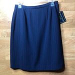 Laura Scott  Blue Lined Skirt w/white pin stripes Size 10 Petite Photo 0