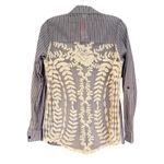 Xhilaration Striped Lace Button Up Shirt Womens M Blue White Boho Hippie Cowgirl Photo 1