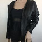 Ecru Black Lambskin Leather Jacket M Photo 1
