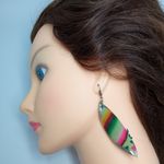 Western Cowgirl Wool & Alpaca Silver Set Earrings Boho Aztec Pattern Handmade Photo 1