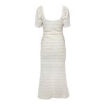 Adelyn Rae Stretch Texture Knit Scoop Neck Short Sleeve Midi Dress Cream Size XS Photo 1