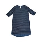 NWT J. Jill Mixed Media Denim Shirttail Dress | Navy Stripe | Medium Tall Blue Photo 3