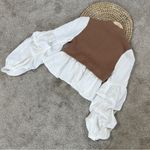 Anthropologie by  Women’s Ruffled Layered Top Sweater Longsleeve Academia Size XS Photo 7