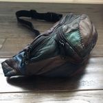 Vintage Leather Patchwork Fanny Pack Belt Bag, Retro, 1980’s Blue Photo 2