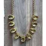 NWT J.Crew Yellow Crystal Tear Drop Jewel Gold Chainlink Necklace Millenail Glam Photo 1