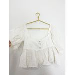 Free People  Leave It To Me Top Babydoll Puff Sleeve Size Small White Boho Cotton Photo 9