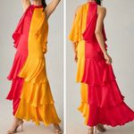 Anthropologie Pinnacle By Shruti Sancheti Mock-Neck Colorblock Ruffle Dress, Size S Photo 1