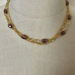 Vintage B.C. Lind 14K GE purple beaded triple strand Necklace Gold Photo 0