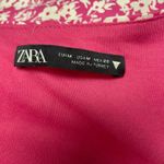 ZARA Pink White Floral Bodysuit Sweetheart Size Medium Flirty Casual Side Zip Photo 3