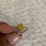 Australian Crystal Square Stone Ring Dipped In White Gold... Yellow Photo 9