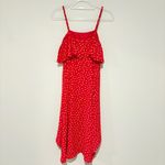 AQUA  Polka Dot Ruffle flounce Hi Low Dress red white size large Photo 3