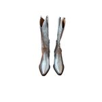 Silver Embroidered Western Cowboy Cowgirl Boots Pointed Toe Heel Women's size 39 Photo 1