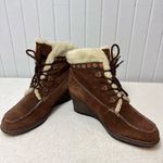 Baretraps  Brown Suede‎ Wedge Boots with Cream Accents Size 10M Photo 5