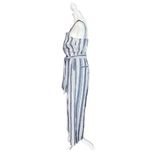 Charter Club  Linen Cotton Blue White Stripe Wide Leg Jumpsuit 8 Photo 2