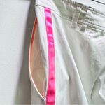 Escada Sport White Cotton Trousers Pink Satin Side Stripe Country Club Size 44 Photo 3