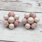 Vintage Clip On Earrings Shades of Pink Cluster Just Over 7/8" Photo 1