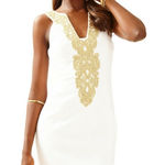 Lilly Pulitzer Resort White Gold Cord Suzette Sleeveless Shift Dress Size 6 Photo 0