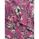 Boho Floral Fringe Tassel Hem Flowy Rayon Top Sz L Purple Floral V Neck Peasant Size L Photo 9