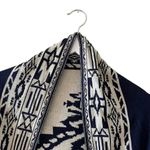 Reversible Shawl Women's Ruana Wrap Bohemian Navy and Cream One Size # 1496 Blue Photo 1