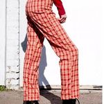 Brandy Melville  Tilden Plaid Pants High Waisted Straight Red Yellow One Size Photo 0