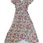 ALY DALY Women's Floral Print Wrap Midi Dress Short Sleeve Summer Spring‎ Sz SM White Photo 0