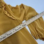 Andree by Unit Blouse Womens Small Yellow Long Sleeve Ruffle Neck Pullover Top Photo 6