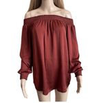 CAbi ✨ Cooper Foxy Smocked Satin Sz Medium Blouse off shoulder✨ Photo 5