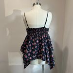 Mudd Y2K Spaghetti Strap Blue Floral Top Smocked Babydoll Size L Photo 2