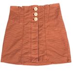 Free People Women's Terra Cotta Button Front Mini Skirt Size 8 Short Casual Photo 0