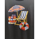 Coral Bay  NWT Size Petite Large Navy Blue Beach Umbrella Patriotic Graphic Tee Photo 1