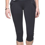 Lululemon Chase Me Crop II Black / Secret Garden Luxtreme & Mesh & Faux Leather Photo 0