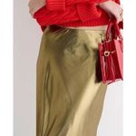 J.Crew NWT Gwyneth Slip Skirt – Gold Lamé Midi Bias Cut Satin Look, Size XS Photo 2