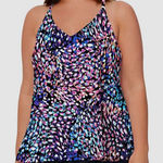 Island Escape Underwire Tankini Top Black Size 18W Photo 0