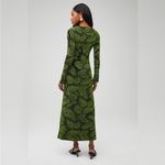 Show Me Your Mumu Lopez Palm Sparkle Stretch Dress V-neck Long Sleeve Maxi Green Photo 4