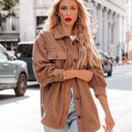 VICI NEW -TANAN POCKETED BUTTON DOWN FLEECE SHACKET - LATTE Photo 5