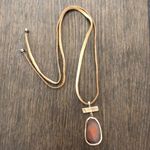 Agathe stone slice set in metal on a soft tan leather cord, made by me OOAK Photo 4