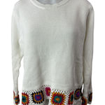 Joseph A  Women's White Crochet Knit Boho Long Sleeve Blouse Sweater Top Size XL Photo 0