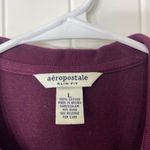 Aeropostale women’s burgundy snap button neck collared short sleeve polo shirt L Photo 2