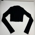 Naked Wardrobe Womens Size XS Black Mock Neck Ribbed Long Sleeve Cropped Shirt Photo 7
