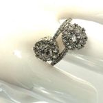 Sterling silver cubic zirconia double halo engagement ring Size 8 Photo 1