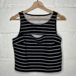 Decree Women's Black White Striped Tennis Sleeveless Top & Mini Skirt Set Large Photo 2