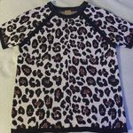 Anne Klein  womens animal print cheetah crewneck sweater size medium Photo 0